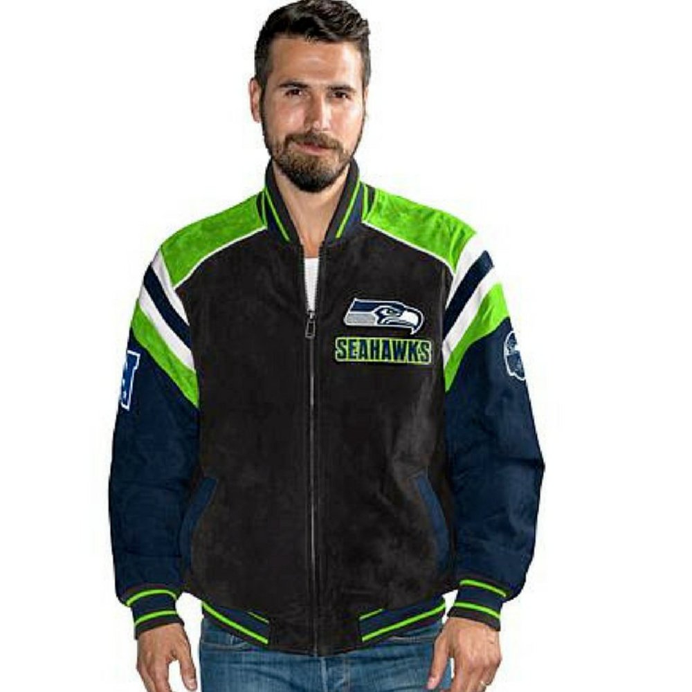 Seattle Seahawks Suede Bomber Stadium Jacket Coat 2X NEW